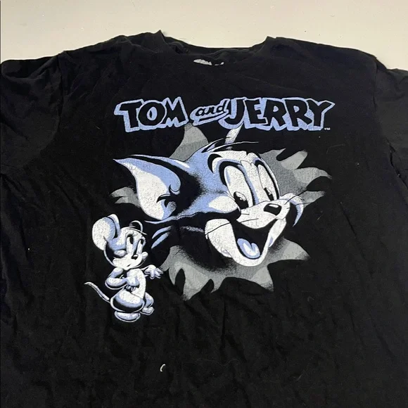 Tom & Jerry Large Short Sleeve Graphic Black Blue T Shirt - Picture 4 of 5